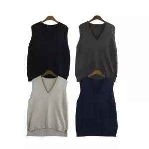 여자 쪼끼 레이어드 루즈핏 조끼 브이넥 니트 학생