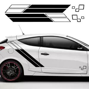르노 메간 자동차 도어 사이드 스티커 스포츠 스트라이프 장식 비닐 데칼 PVC 자가 접착식 차량 바디 필름