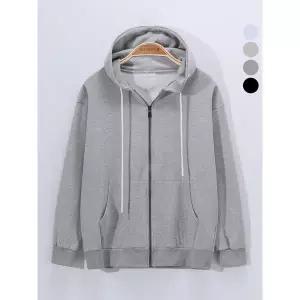 [하프클럽/]남녀공용 데일리 루즈핏 무지 후드 집업 점퍼 EYHD0118