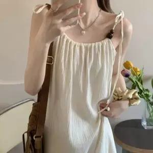 2컬러 여름 여리여리한 링클프리 끈나시 롱원피스