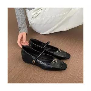 쉬헐크 여성 여친 신발 힐펌프스 스트랩힐 양가죽 리얼 키높이 블랙 메리제인 펌프스 스트랩 단화 KKE5