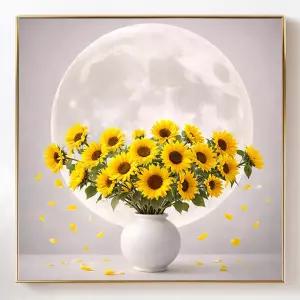해바라기 달항아리 그림 액자 돈들어오는 그림 풍수 인테리어 재물운 개업 집들이선물