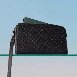 [닥스](센텀시티점)DBWA6E360BK 핸드폰수납)[LOUIS][루이스] 블랙 수입가죽 루이스 엠보 DD 패턴 지퍼장...