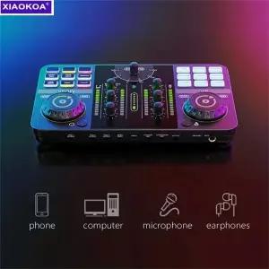 XIAOKOA 전문 팟캐스트 마이크 사운드 카드 키트, PC 스마트폰 노트북 컴퓨터 브이로그 녹화 라이브 스트리