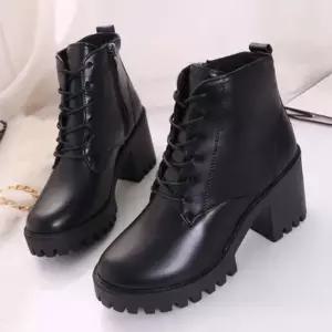 가을부츠 여성부츠 통굽 발편한 레이스업 여성워커 MkS7+9bBR