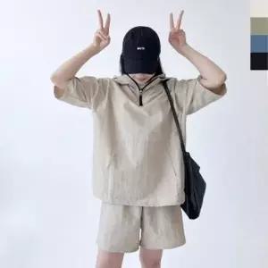 [하프클럽/셀러허브_여성트랜드패션]여자 커플 운동복 셋업 반바지 반팔 아