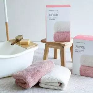 비숑미용 피버 소프트 펫타올 핑크+아이보리