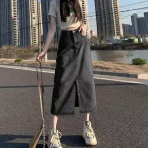 [하프클럽/셀러허브_여성트랜드패션]롱 스커트 청치마 트임 슬릿 밑단 데님