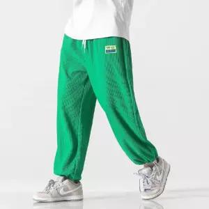 바지 남성용 캐주얼 면린넨 홍콩풍 밑단 스트링 일자 와이드 슬랙스 조거 유행1