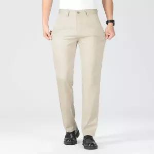 남사친 팬츠 캐주얼 오피스룩 기본 스트레이트 봄여름 솔리드 중년 디자인 면린넨 유행1