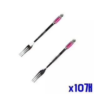 bns 핑크 손잡이 티포크 2P x10개 디저트포크 과일포크