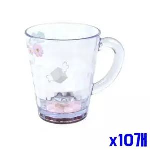 bns 튼튼한 투명 손잡이컵 11x8x10cm x10개 주방컵 물컵