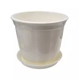 라인원형 백색 화분 도자느낌 플라스틱화분 5호