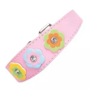 강아지 목줄 플라워 가죽 핑크 M 1P 반려견 목걸이 강아지목줄 애견목줄 개목걸이 가죽목줄