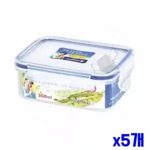 WL 밀폐력 좋은 김치통 직사각 300ml x5개 밀폐용기