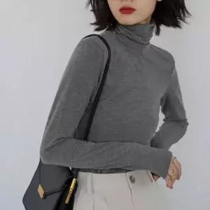 [RIZPICK]이너 데일리 스판 여성 무지 목폴라 긴팔 라운드 티셔츠 여성목폴라