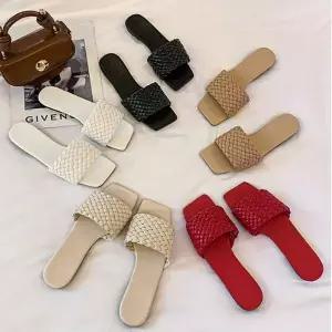 5컬러 위빙 플랫 슬리퍼 격자짜임 슬리퍼 여성슬리퍼