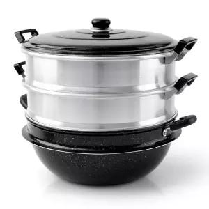 [RIZPICK]대용량 다용도 마블 3단찜솥 46cm