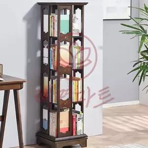 [혜명마트] 4단 회전 책장 월넛 폭 39CM 인테리어책장 가정용 거실책선반 도서관가구 간단조립선반