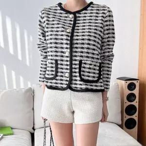 아이우먼 랍빠라인체크라운드자켓 BNQ573M402 빅사이즈