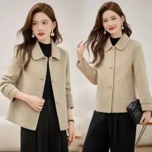 모직 겨울 가을 터틀넥 리버시블 코트 여성패션 슬림핏 쇼트 DL4