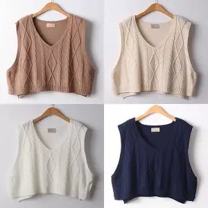 [하프클럽/아이우먼]위쉬몰 RM 꽈배기크롭니트베스트(D220H603) 빅사이즈