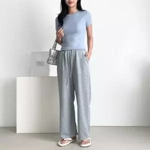 배기 배기바지 면 일자 캐쥬얼 밴딩 긴바지 세미