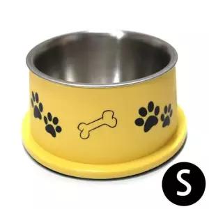급수기 강이지식기 튼튼한 도기 식기 소형 옐로우 발바닥 300ml 애완동물 식사 그릇