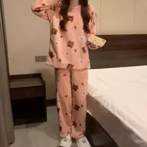 [라일리여성언더웨어] Rly 곰돌이 골지 극세사 상하의세트 OSM-10068