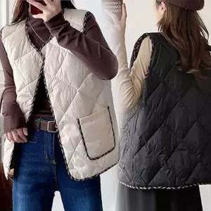 포인트라인 퀼팅 단추조끼 4color / 퀼팅패턴 루즈핏조끼