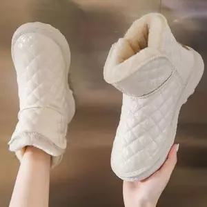 롱부츠 캐주얼 여성 겨울 체크패턴 유광 패딩 털부츠 방한화