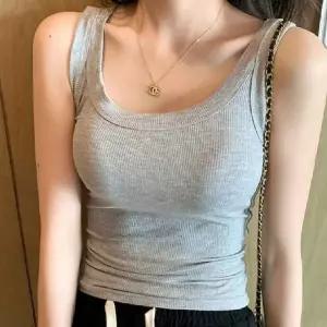 여성 골지 나시티 데일리 이너웨어 슬리브리스 탑 기본 레이어드