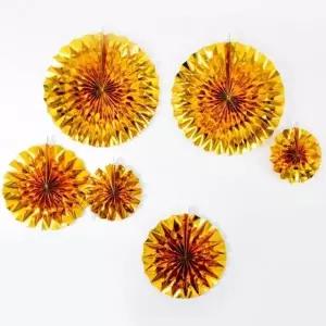 환타스틱 파티 장식 팬세트 6개입 골드 생일파티 장식