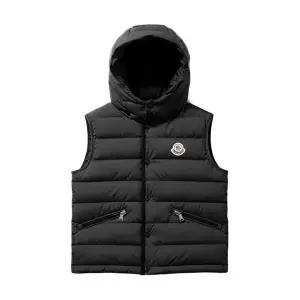 [몽클레어]키즈 여성 카난 CANAN 로고 패치 후드스냅 패딩베스트 블랙 1A000 09 597YW 999