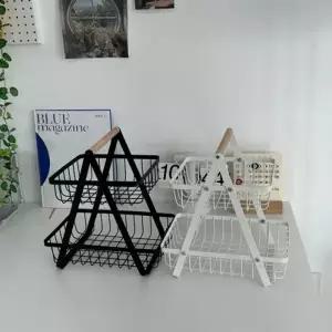 2단 철제 바스켓 주방 수납 바구니 정리함 과일바구니 피크닉 박스 인테리어 소품