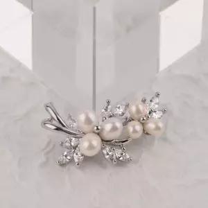 크림진주브로치 시후주얼리 작은 꽃나무 진주 브로치 CY039C