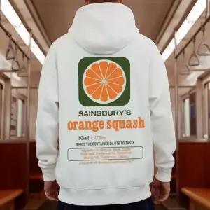 [옷자락]남성 오렌지 프린팅 레트로 무드 후드 티셔츠