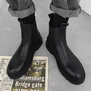 [옷자락]남성 측면 밴딩 기모 안감 심플 청키솔 워커