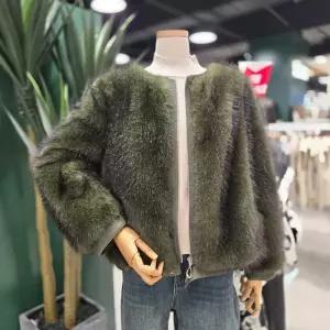 [멜로디가든]밍크시슬리 퍼 자켓 (M25WBJ116 카키)