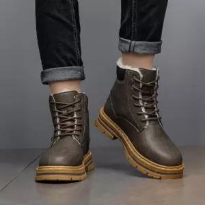 [옷자락]남성 하이탑 키높이 투톤솔 기모 방한 워커