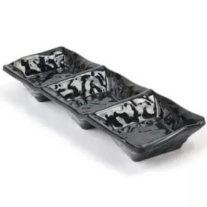 나눔접시 3칸 25cm 멜라민 소스그릇 종지 흑색