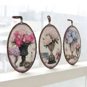 냄비받침 타원형 꽃무늬 후라이팬 뚝배기 받침대 1P