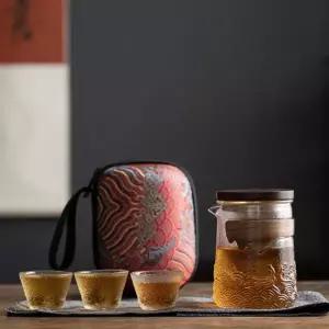 다기세트 3인 휴대용 내열유리 찻잔 세트