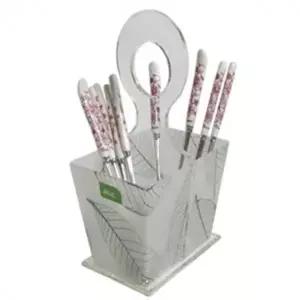 ( )젓가락 정리 2칸 나뭇잎 포크 수저통 손잡이 한지 대
