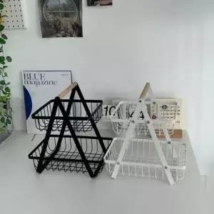 2단 철제 바스켓 주방 수납 바구니 정리함 과일바구니 피크닉 박스 인테리어 소품