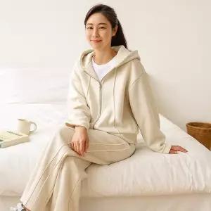 [보슈아][sado]여성 기모 트레이닝세트 투웨이 후드집업 라인와이드 바지FW1053W