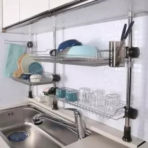 알파싱크선반3단 고정식 알파 싱크대 선반3단 정리 주방 소품
