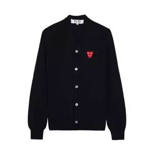 (꼼데가르송) FW25 공용 더블하트 와펜 가디건 AX N076 051 BLACK