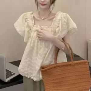 [옷은날개] 여름 러블리 레이스 펀칭 반팔 캐주얼 여자 블라우스