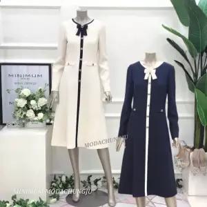 [미니멈]MD 라인 배색 버튼 플레어원피스 MD M1AGWO1950